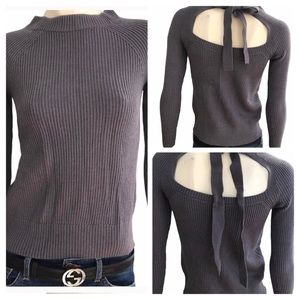 Banana Republic Tie back Sweater Heather Gray Purple Size XS